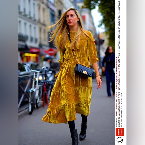 Reformation Miller Wrap Maxi Dress in Gold Velvet - Picture 10 of 10